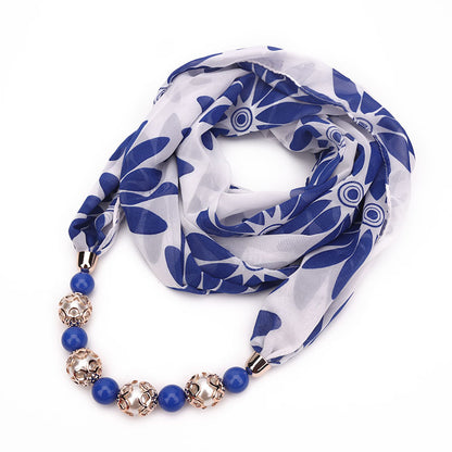 Multifunctional Chiffon Beads Pendant Scarf