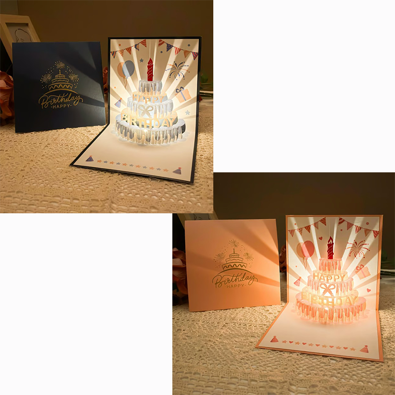 3D Pop-Up Birthday Card with Colorful Music & LED Lights
