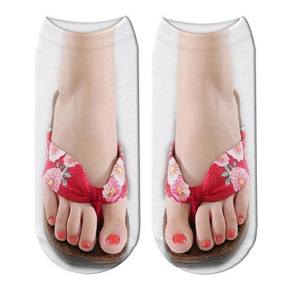 Unisex Printed Flip-Flop Socks