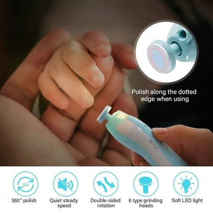 Premium LED Baby Nail Trimmer Set– Safe & Quiet Electric File with Light