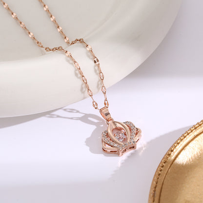 Micro-Paved Full Diamond Beating Heart Titanium Steel Necklace