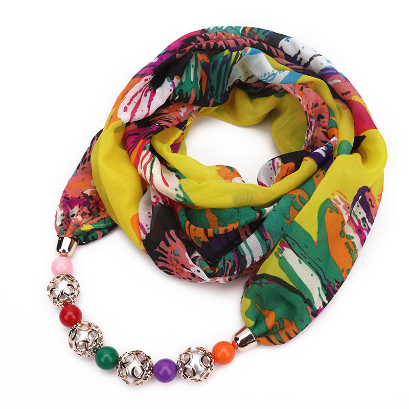 Multifunctional Chiffon Beads Pendant Scarf