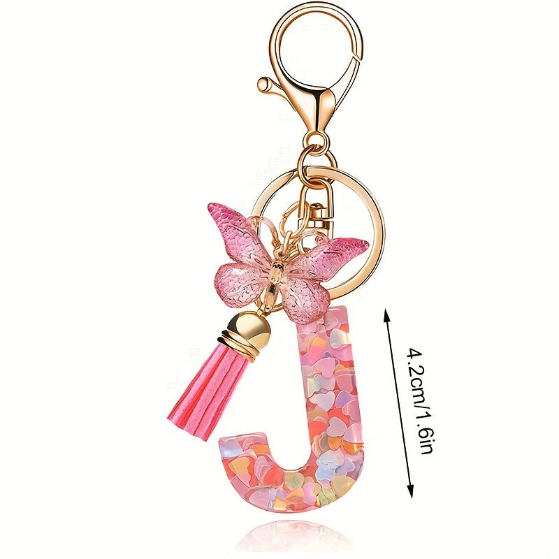 Butterfly Letter Keychain Tassel Design