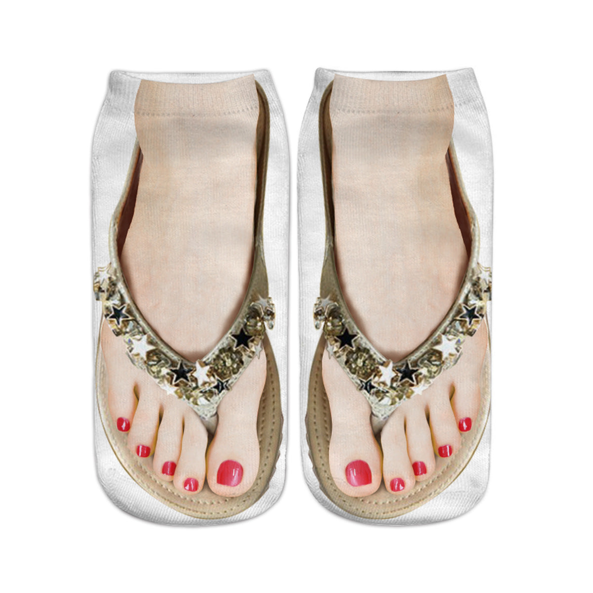 Unisex Printed Flip-Flop Socks