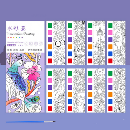 Watercolor Coloring Bookmarks for Kids, Drawing and Coloring
