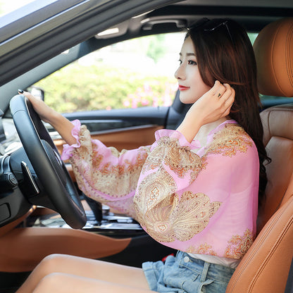 Outdoor UV Protection Arm Sleeves for Women | Ice Silk Chiffon Sun Sleeves for Summer Cycling