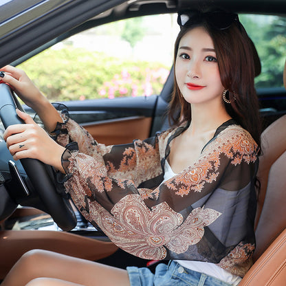 Outdoor UV Protection Arm Sleeves for Women | Ice Silk Chiffon Sun Sleeves for Summer Cycling