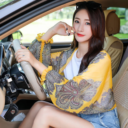 Outdoor UV Protection Arm Sleeves for Women | Ice Silk Chiffon Sun Sleeves for Summer Cycling