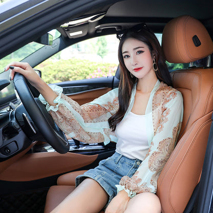 Outdoor UV Protection Arm Sleeves for Women | Ice Silk Chiffon Sun Sleeves for Summer Cycling