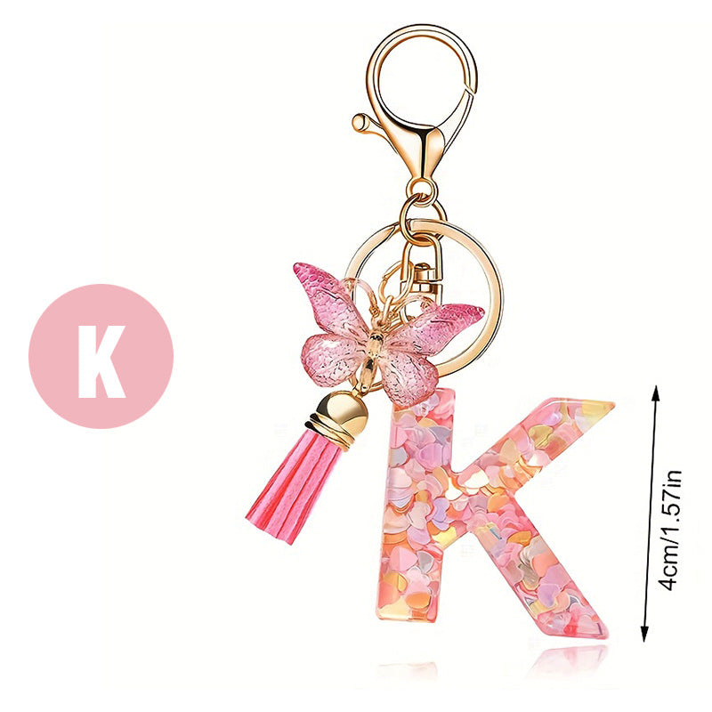 Butterfly Letter Keychain Tassel Design