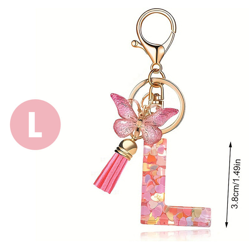 Butterfly Letter Keychain Tassel Design