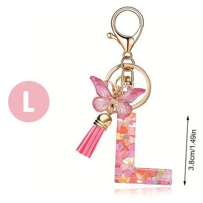 Butterfly Letter Keychain Tassel Design