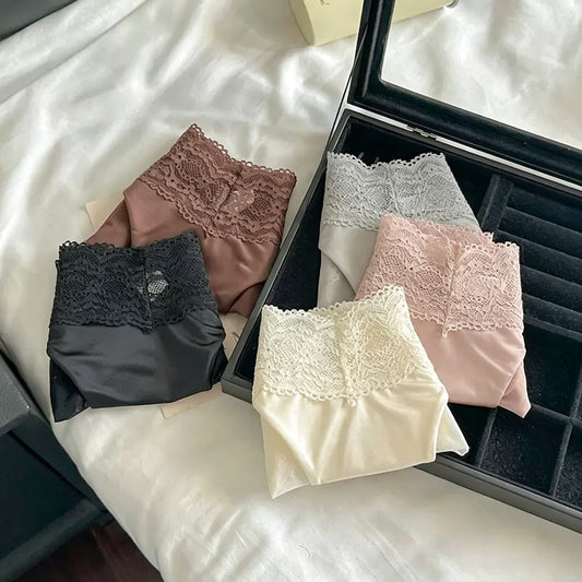 Women's Satin Lace Panties｜Cotton Gusset, Seamless & Comfortable