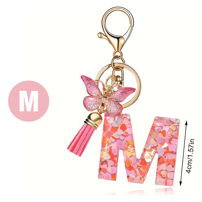 Butterfly Letter Keychain Tassel Design