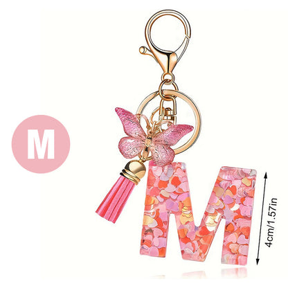 Butterfly Letter Keychain Tassel Design