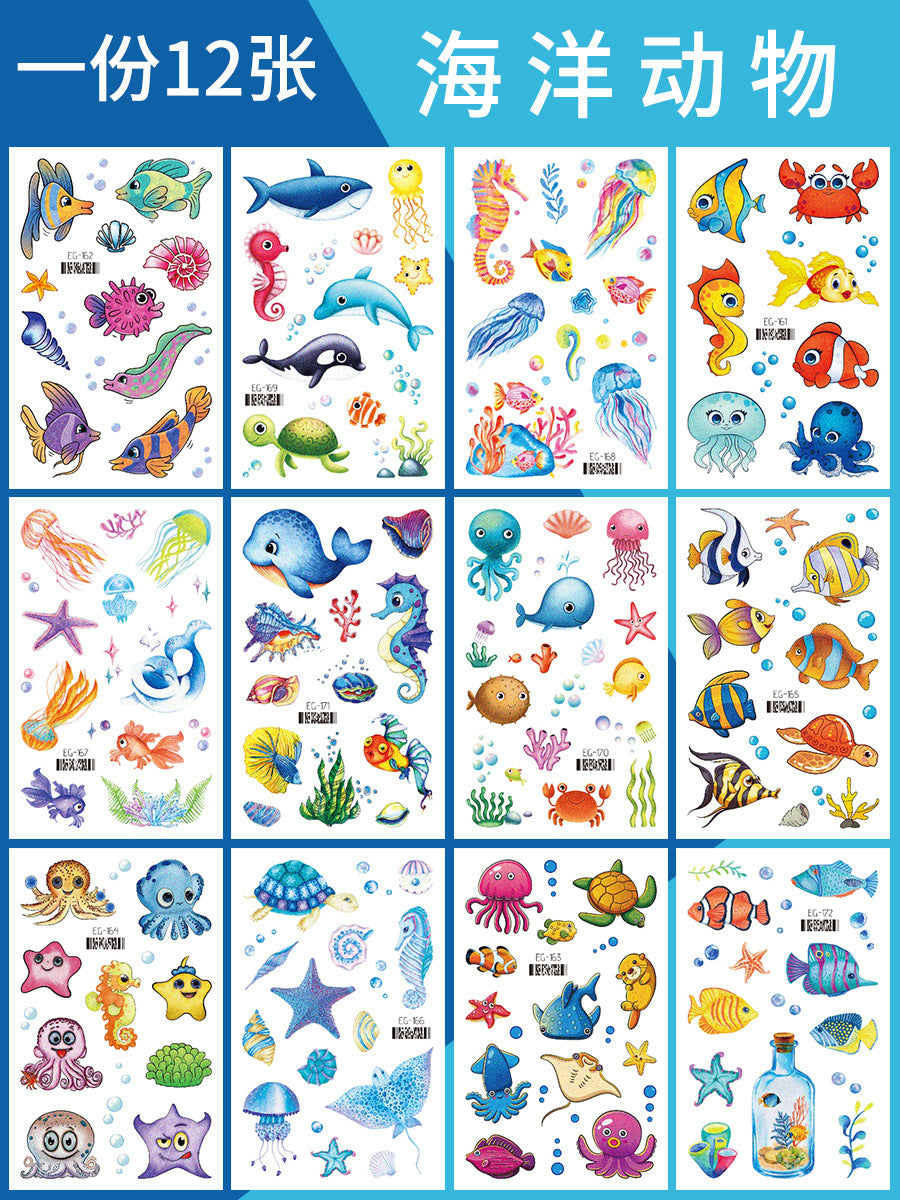 Cartoon Glitter Tattoo Stickers