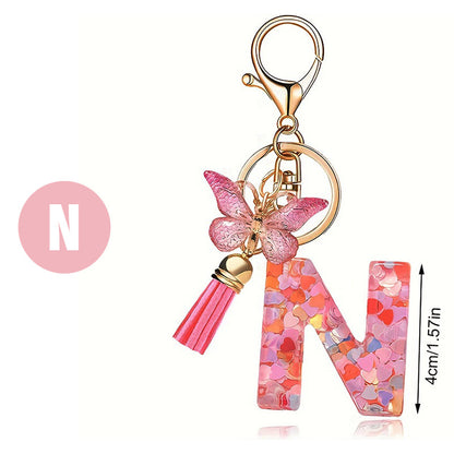 Butterfly Letter Keychain Tassel Design