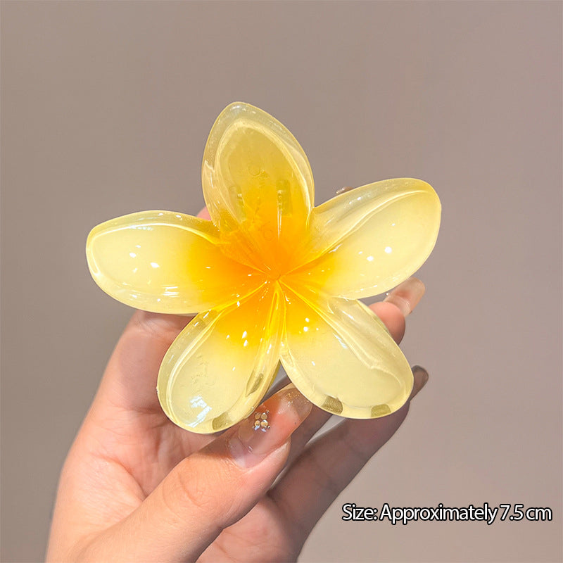 Plumeria Flower Shark Hair Claw Clip for Women – Summer Style