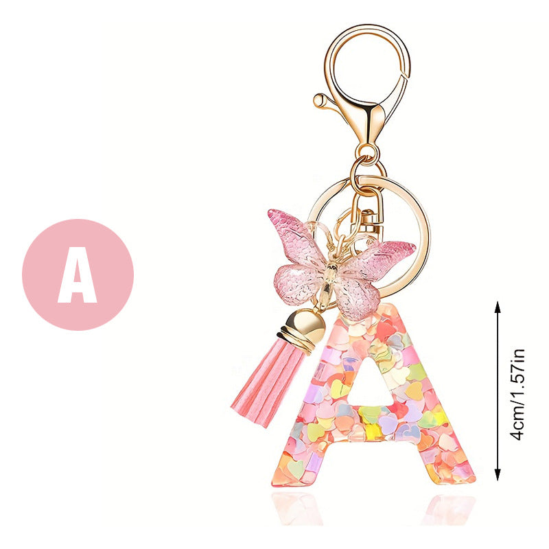 Butterfly Letter Keychain Tassel Design