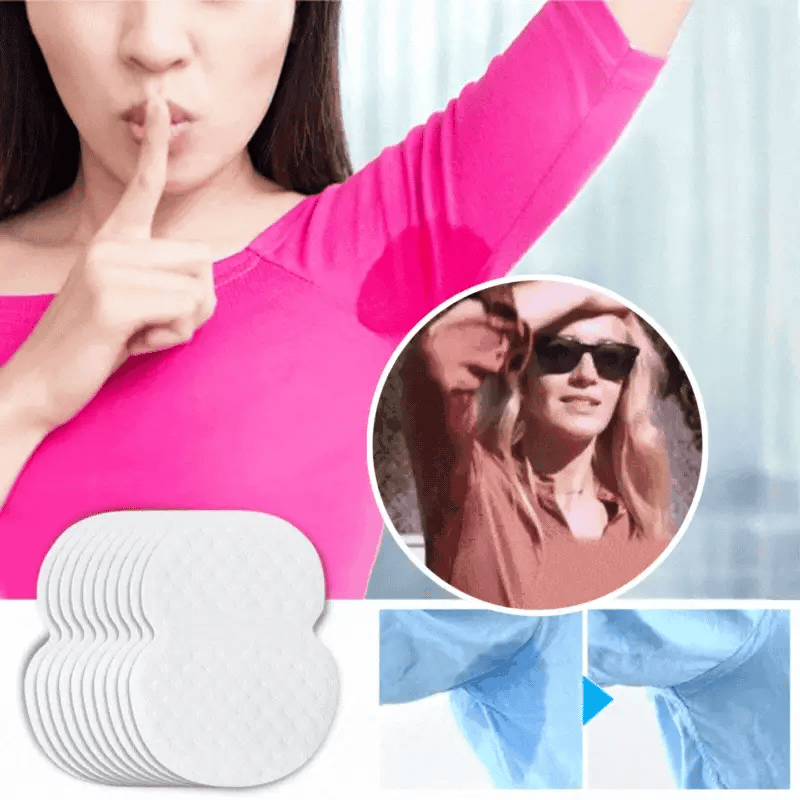 Invisible underarm antiperspirant patches, collar/hat brim sweat-absorbing patches