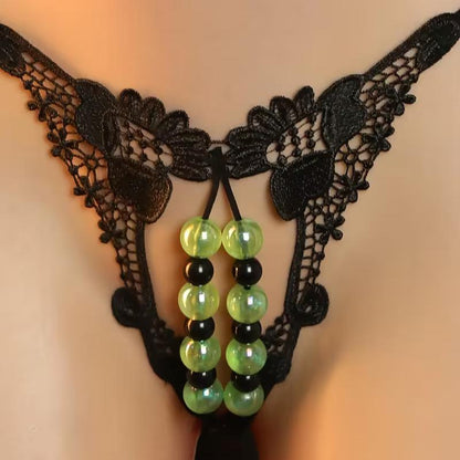Plus Size Sexy Low-Rise Pearl Massage Thong