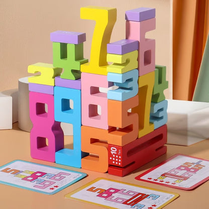 Wooden Number Building Block, Creative Montessori Stacking Toys