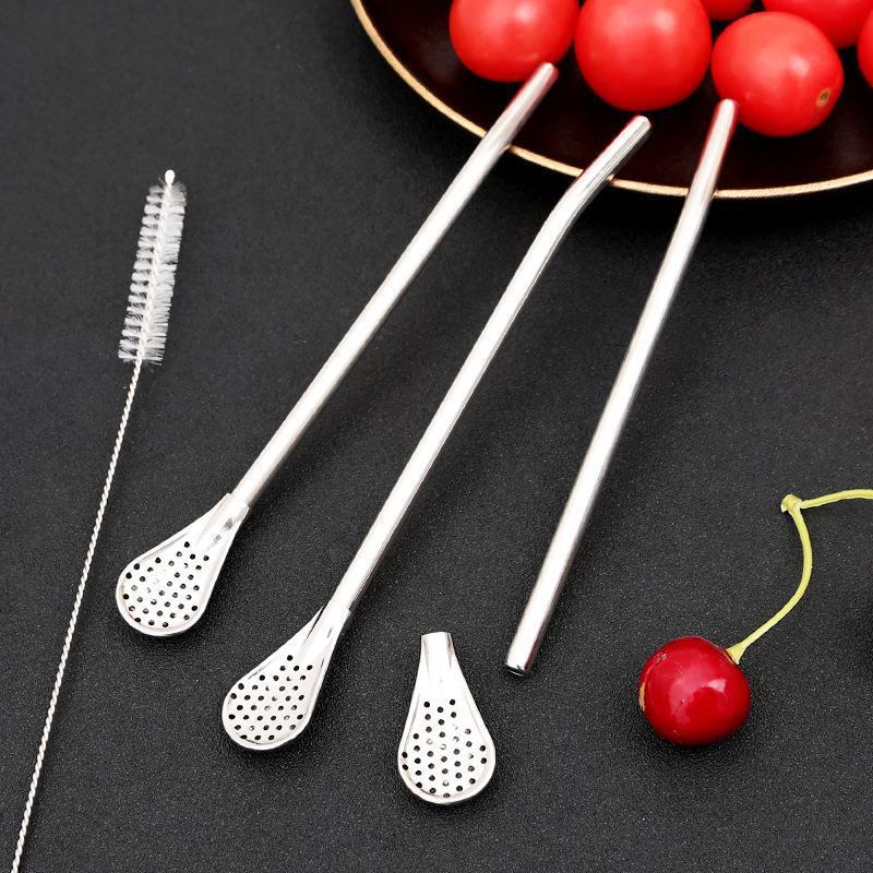 🥄304 Stainless Steel Straw Spoon – 2-in-1 Spoon & Straw for Coffee, Juice & Milk Tea