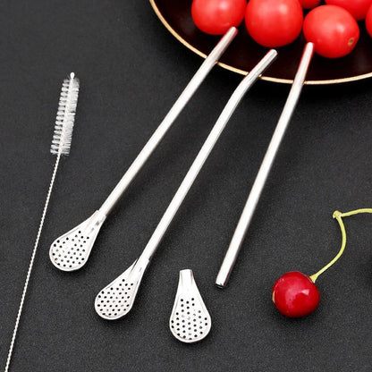 🥄304 Stainless Steel Straw Spoon – 2-in-1 Spoon & Straw for Coffee, Juice & Milk Tea