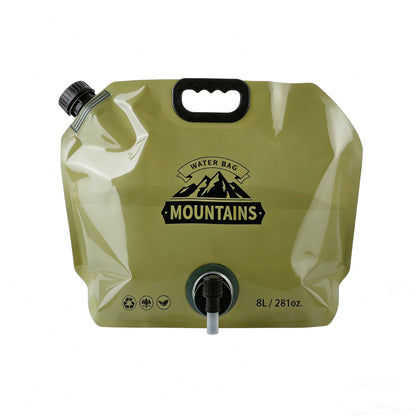 🌲Outdoor Collapsible Water Container Bag – PE Material, 8L Capacity with Knob Faucet, Foldable & Portable for Camping & Road Trips