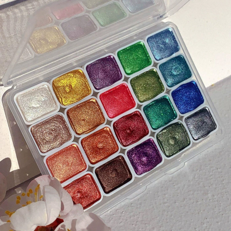 Pearlescent Watercolor Paint Kit | Solid Blocks | Great Coverage