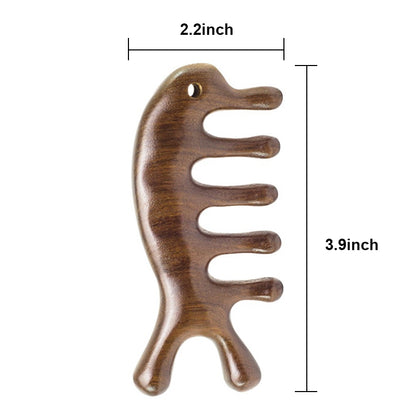 Head & face meridian massage solid wood comb, sandalwood, dredge meridians, smooth blood circulation