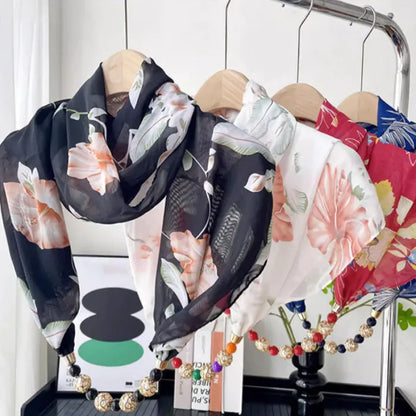 Multifunctional Chiffon Beads Pendant Scarf