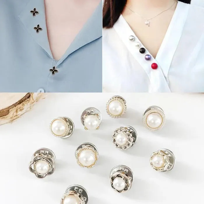 10 Pcs/Set Anti-Exposure Fixed Brooches · Pearl Rhinestone Brooch Set