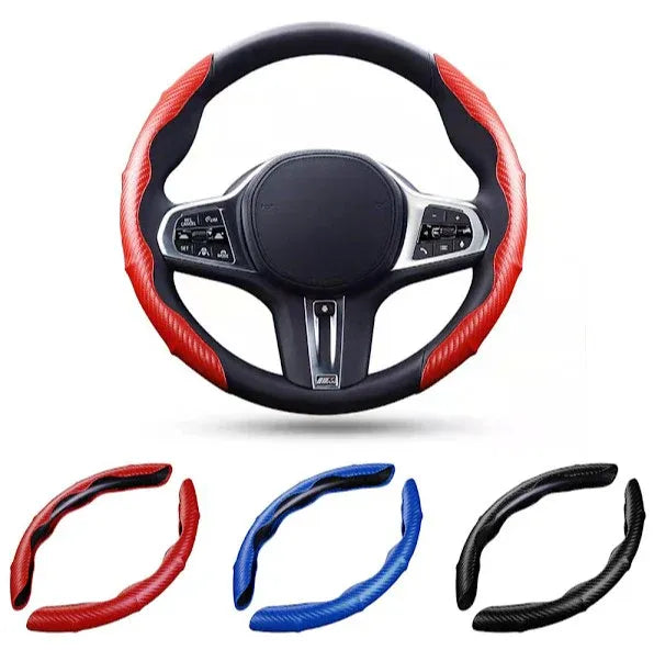 Carbon Fiber Silicone Anti-Slip Car Steering Wheel Cover - Universal Fit