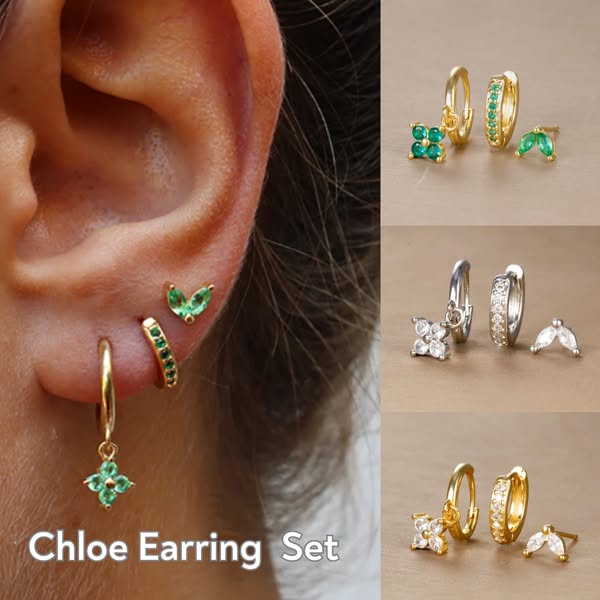 Rhinestone Earring Set – Hoops & Studs, Sparkling