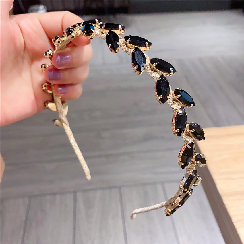 Baroque Luxury Greek Style Metallic Leaf Rhinestone Headband