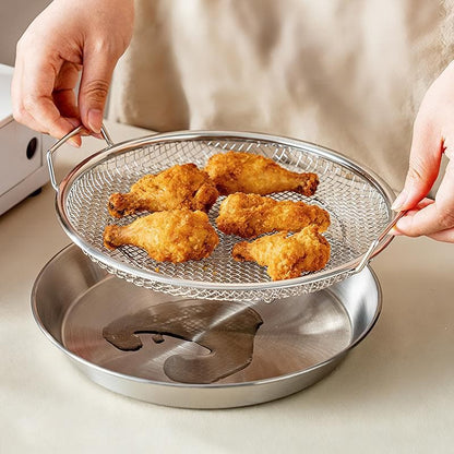 Stainless Steel Oil Strainer Tray – Dual-Handle Design for Easy Lifting