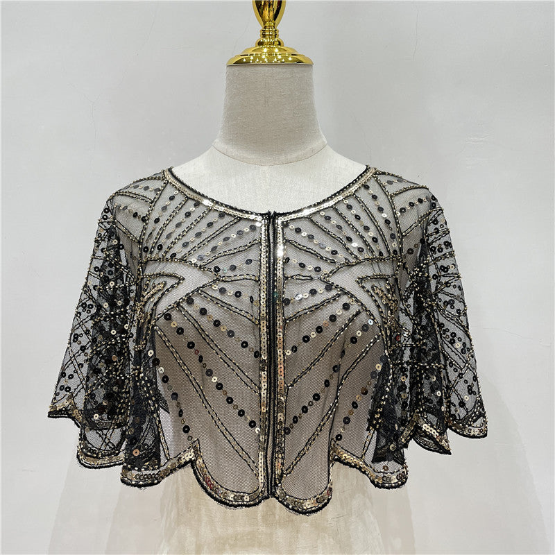 Vintage Lace Beaded Shawl