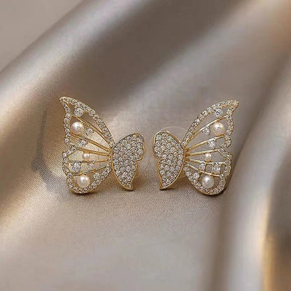 2-Way Rear-Hanging Butterfly Diamond Earrings