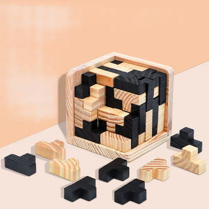 3D Wooden Rubik's Cube Puzzle Toy