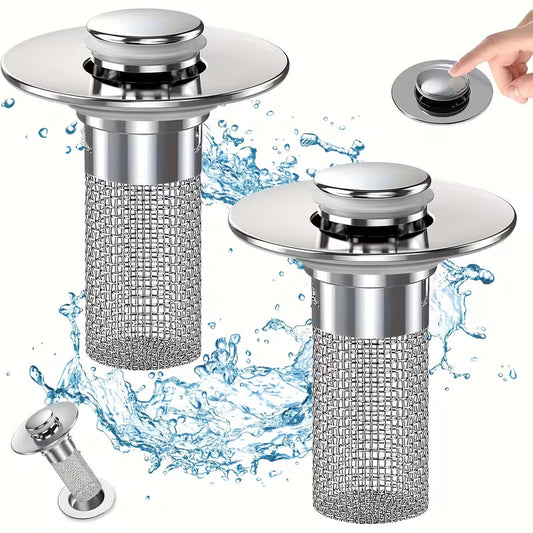 Stainless Pop-Up Sink Drain Filters with Removable Baskets