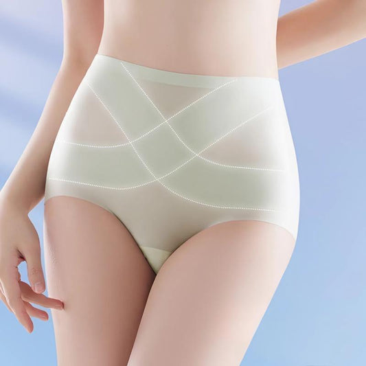 Women's High-Waist Seamless Cooling Gel Fabric Panty Set – High-Waist Cross-Waist Design