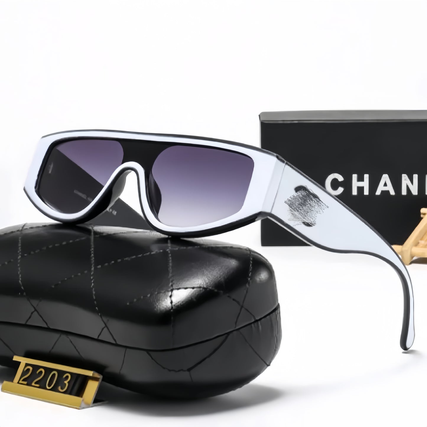 fashion double C letter temple polarized sunglasses