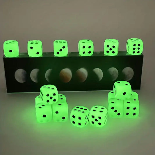 Glow-in-the-Dark Dice Set -12pcs, 14mm Acrylic Resin Dices