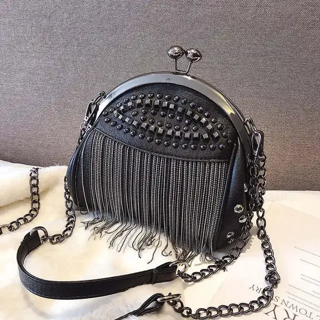 Women's Fringe Chain Retro Shell Bag