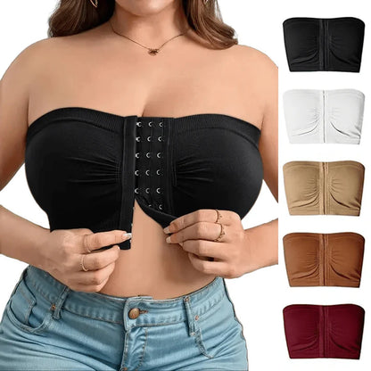 Plus Size Strapless Front Buckle Breathable Bra