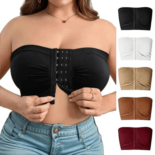 Plus Size Strapless Front Buckle Breathable Bra