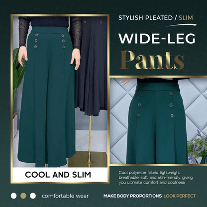 Stylish Pleated Wide-Leg Pants -Comfort & Slim