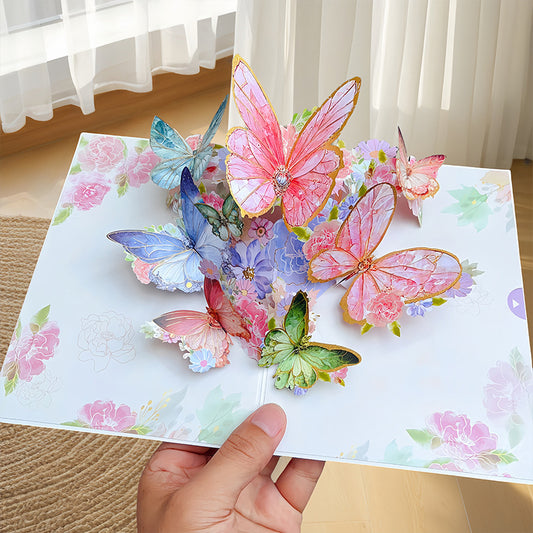 Vibrant 3D Butterfly & Daisy Pop-Up Greeting Card