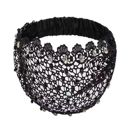 Plum Blossom Hollow Beaded Wide Headband – Elegant & Vintage, Flattering Wide Design for All Face Shapes